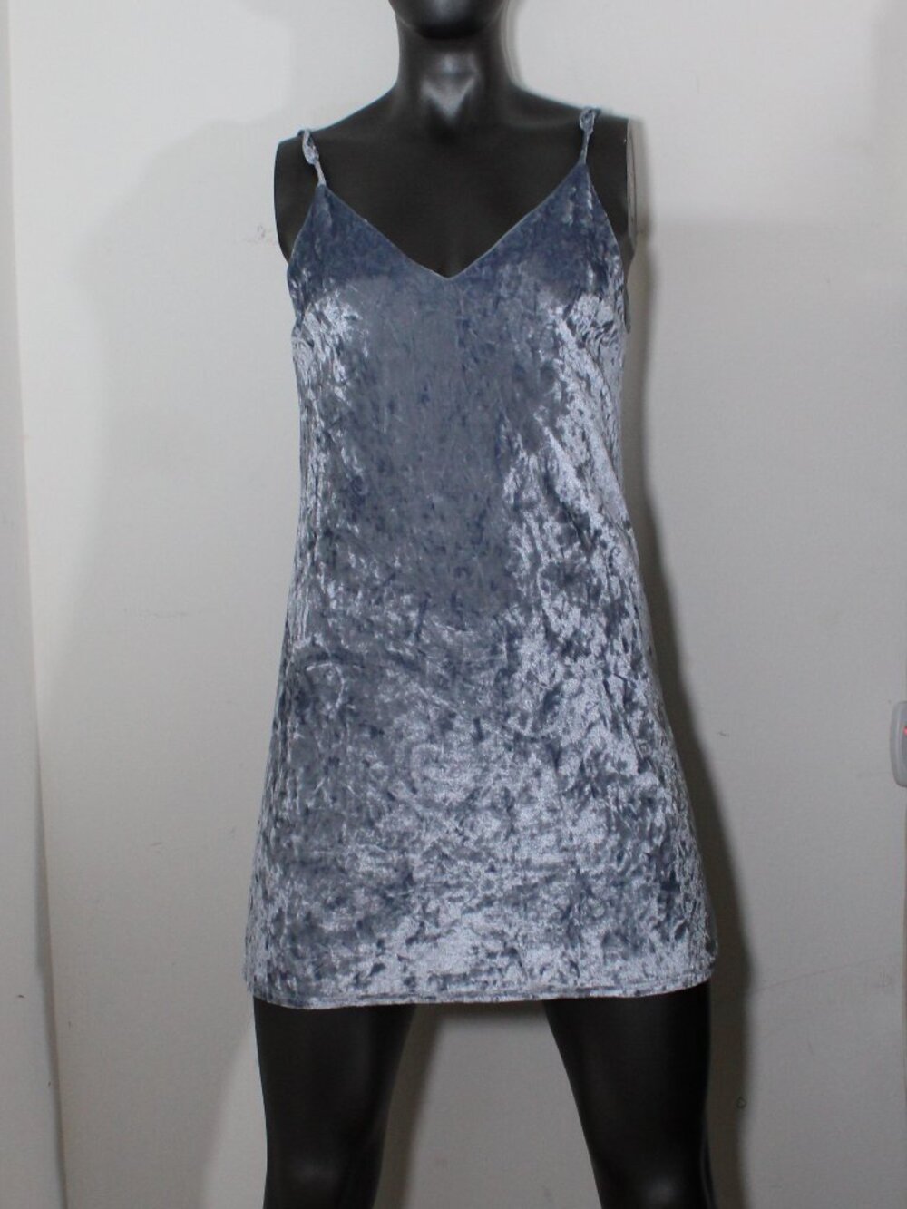 Lulus Ice Blue Crushed Velvet Mini Dress Small S